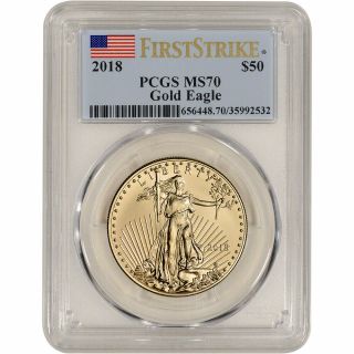 2018 American Gold Eagle 1 Oz $50 - Pcgs Ms70 First Strike