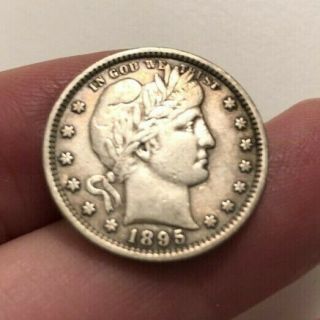 1895 Barber Type Silver Quarter Dollar 25 Cents F - Vf