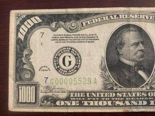 1934 1000 Dollar Note From Federal Bank Of Chicago 4