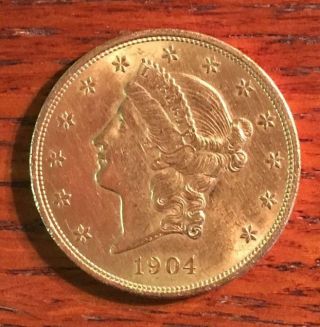 $20 Liberty Double Eagle Gold Coin Au 1904 Usa