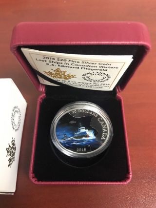 Rcm 2015 $20 Fine Silver Coin Lost Ships In Canadian Waters Edmund Fitzgerald