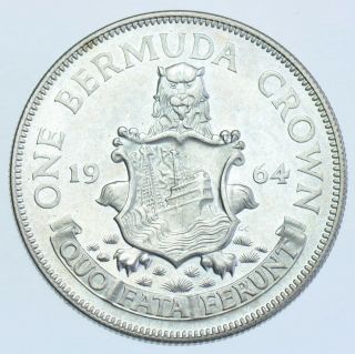 Bermuda Elizabeth Ii Crown,  1964 Silver Proof Coin Afdc