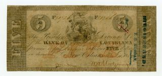 1859 $5 The Bank Of Louisiana Note - Rare Blue Reverse