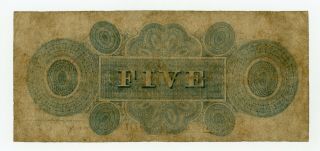 1859 $5 The Bank of LOUISIANA Note - RARE Blue Reverse 2