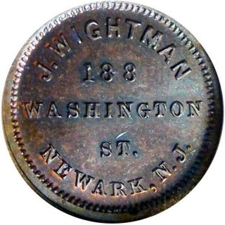 1863 Newark Jersey Civil War Token J Wightman Ngc Ms65
