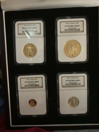 1991w&p 4 Coin Gold Eagle Year Set Ngc Pf70 Uc Not A Common Find