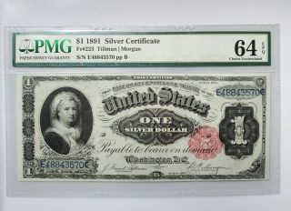 1891 $1 Silver Certificate Fr 223 Pmg 64 Epq