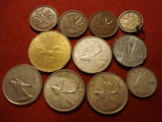 10 Canada Coins 1902 - 1987 (5 Silver)