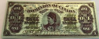 1878 Dominion Of Canada 1 Dollar Montreal Polymer Silver Plated Banknote