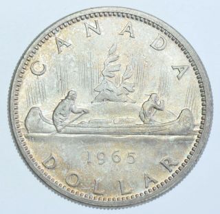 Canada Elizabeth Ii Dollar,  1965 Silver Coin Bu