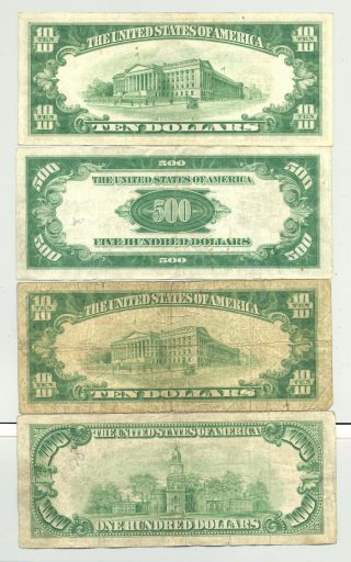 $620 FV in $10 and $100 1929 FRBNs,  a 1934 FRN $10 and a $500 bill in 2