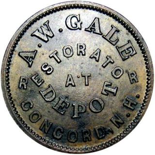 Concord Hampshire Civil War Token A W Gale Single Variety State