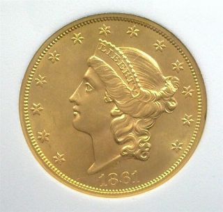1861 - S Liberty Head $20 Gold Near Choice Uncirculated,  Extra Rare This