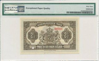 Muntbiljet Netherlands Indies 2 1/2 Gulden ND (1919 - 20) Specimen.  PMG 63EPQ 2