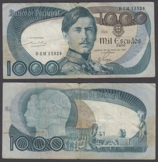 Portugal 1000 Escudos 1968 (vg - F) Banknote P - 175