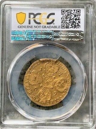 1769 CПБ 10 ROUBLE GOLD RUSSIA CATHERINE II BIT - 22 PCGS AU DETAIL RETAIL $15000 2