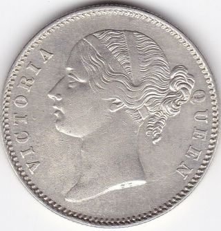 1840 British India Queen Victoria One Rupee Silver Coin Cleaned