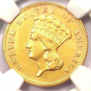 1870 Three Dollar Indian Gold Coin $3 - Certified Ngc Au Details - Rare Date