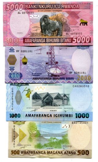 Rwanda 500 1000 2000 5000 Francs 2014 - 2019 P - - 40,  41 Unc Full Set Of 4