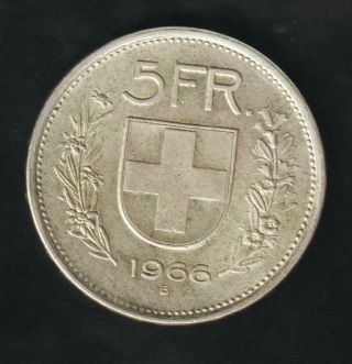 Switzerland 5 Francs 1966 B,  Silver.