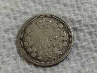 1864 Brunswick Silver 5 Cents Very Fine Victoria