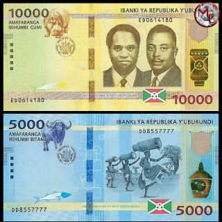 Burundi - 5000 & 10.  000 Francs 2019 - Pick - - Unc