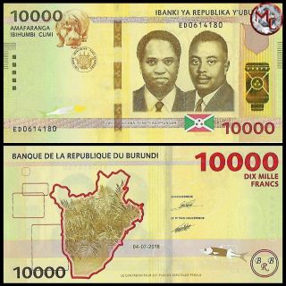 Burundi - 5000 & 10.  000 Francs 2019 - Pick - - UNC 2