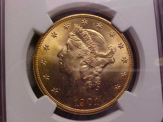 1901 U.  S.  $20 Gold Double Eagle,  Liberty Head Ngc Certified Ms 64