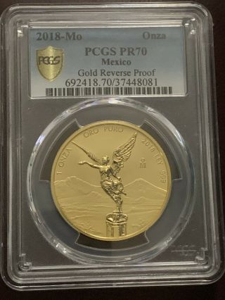 2018 Mexico Onza Gold Pcgs Reverse Proof 70 (“topless”)