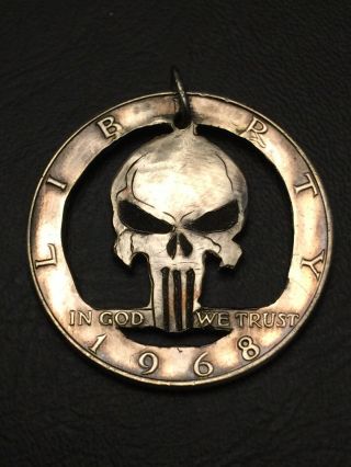 Hobo Nickel Punisher Skull Hand Engraved Half Dollar Ohns Love Token 40 Silver