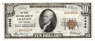1929 The First National Bank Of Grafton $10 Ten Dollar Currency F - 1801 - 1 R54