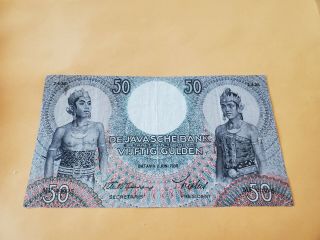 Netherland Indies /indonesia 50 Gulden 1938 Rare Vf