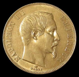 1857 A Gold France 50 Francs Napoleon Iii Au