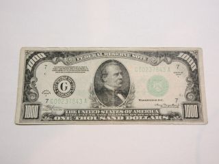 Federal Reserve Note $1000.  00 Bill