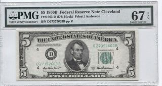 Fr 1963 - D 1950b $5 Frn Cleveland Pmg 67epq