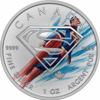 Canada 2016 5$ Superman Flying 1 Oz Silver Bu Coin