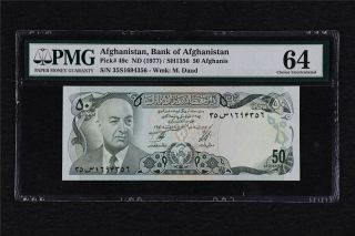1977 Afghanistan Bank Of Afghanistan 50 Afghanis Pick 49c Pmg 64 Choice Unc