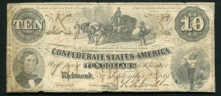T - 23 1861 $10 Ten Dollars Csa Confederate States Of America Rare
