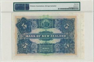 Bank of Zealand Zealand 5 Pounds 1917 Specimen.  Rare PMG 64 2