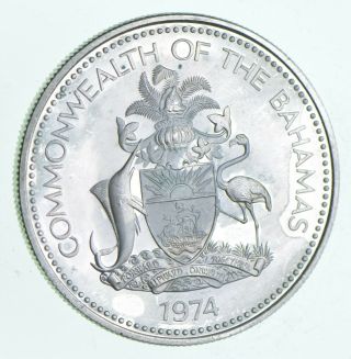 Silver - World Coin - 1974 The Bahamas 1 Dollar - World Silver Coin 17.  3g 218