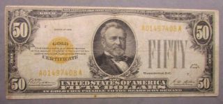 Us 1928 $50 Gold Certificate
