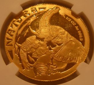 South Africa 1996 Natura Gold 1/2 oz NGC PF - 69UC Elephant 3