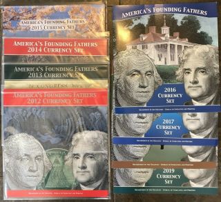 America’s Founding Fathers 2012 Thru 2019 Complete Currency Set