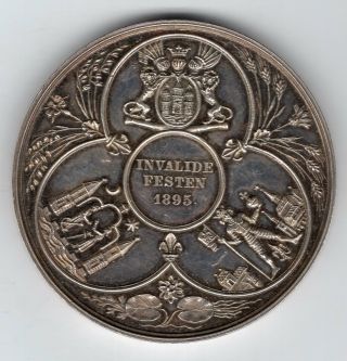 1895 Danish Silver Medal For The " Invalide Festen,  " Engraved By A.  Dragsted