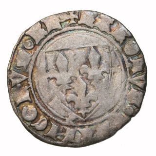 France Charles Vi The Mad 1380 - 1422 Ad Silver Demi Guenar