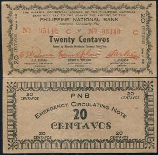 Philippines 20 Pesos 1942 P S574 Aunc About Unc