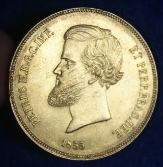 1855 Brazil 20000 Reis Gold Coin