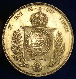1855 Brazil 20000 Reis Gold Coin 2