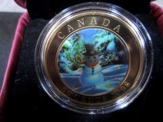 50 Cents Holiday Snowman Lenticular Coin With & Rcm Box Canada 2008