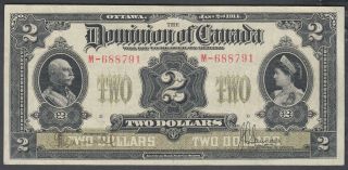 1914 Dominion Of Canada 2 Dollars Bank Note